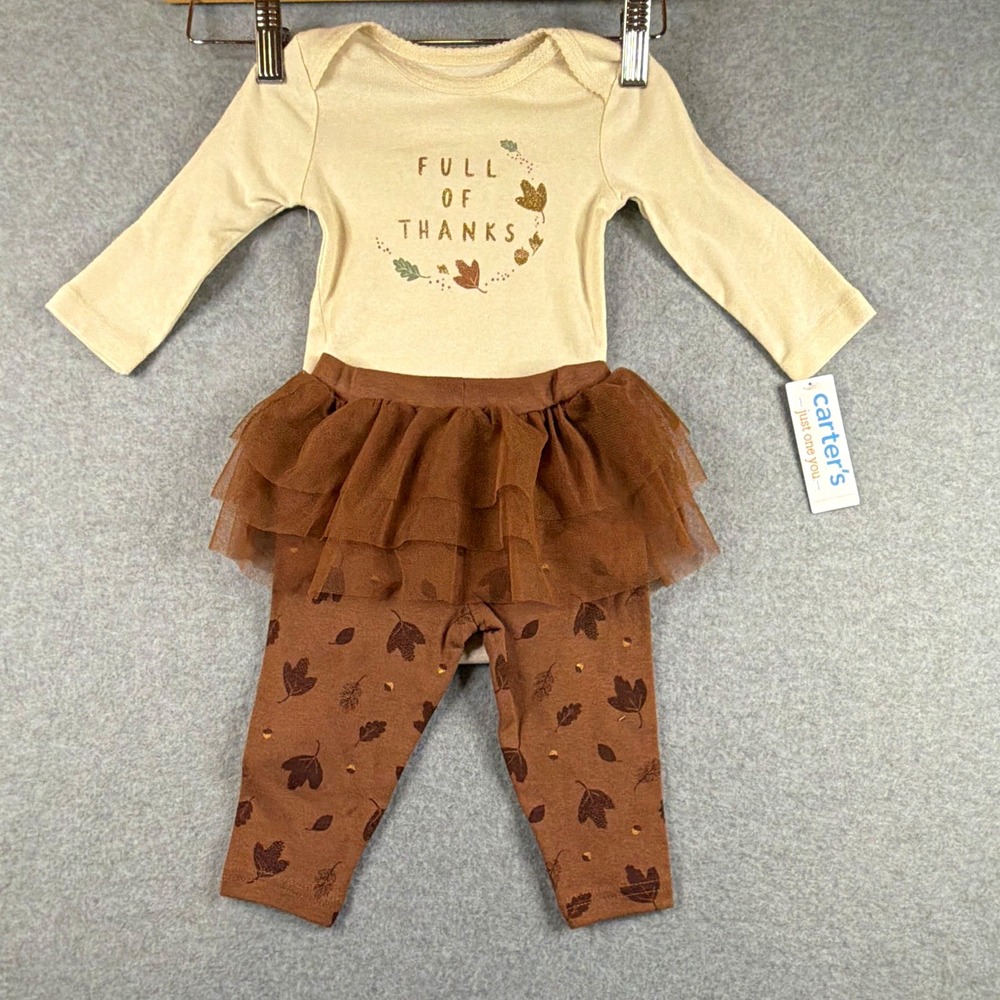 Carter's Fall Themed 2-Piece Set - Leaf Ruffle Pants - Long Sleeve Bodysuit - 6M